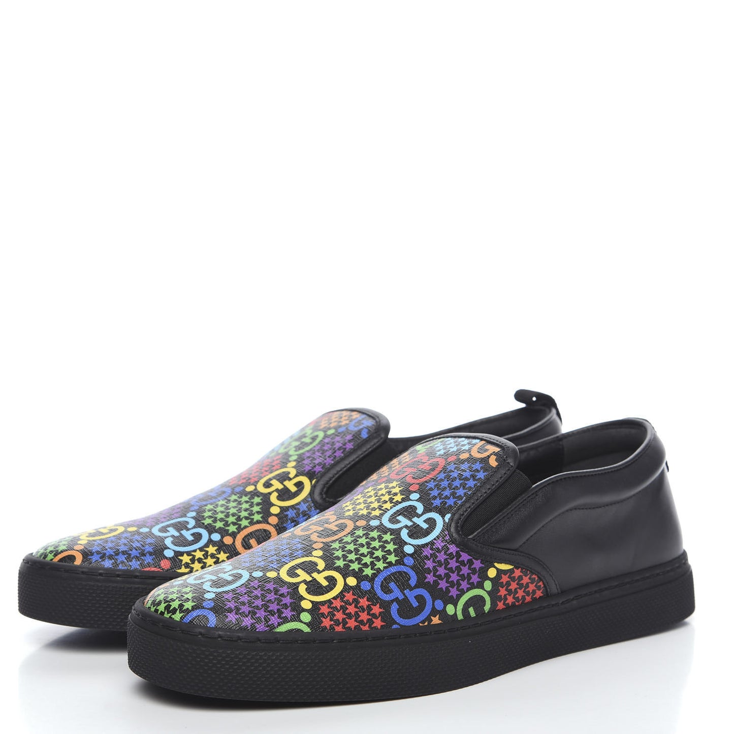 GG Supreme Monogram Psychedelic Mens Slip On Sneakers 8 Black Multicolor