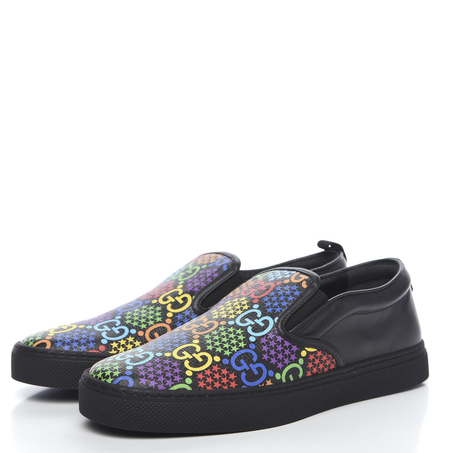 Gucci GG Supreme Monogram Psychedelic Mens Slip On Sneakers 8 Black Multicolor 3 of 8