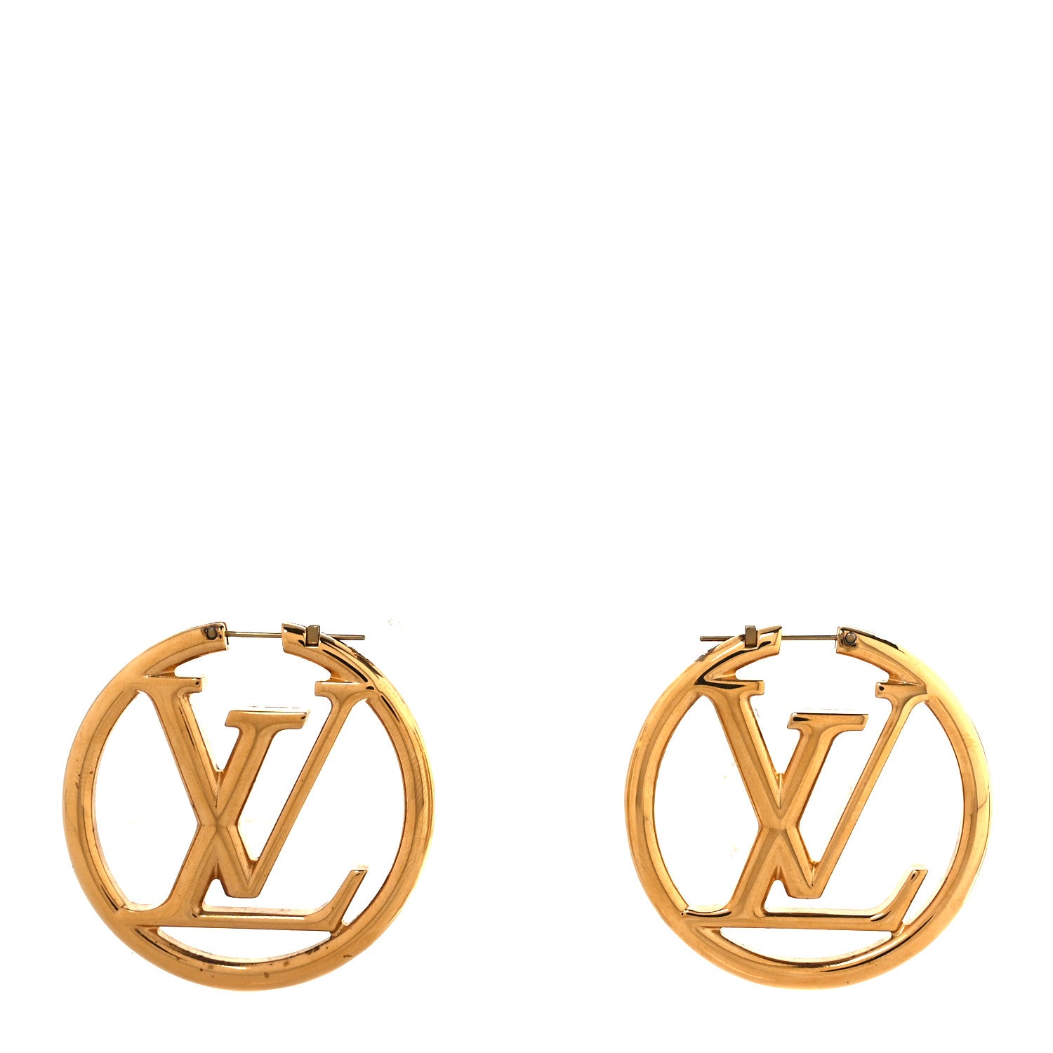 Louis Vuitton Metal Louise Hoop Earrings Gold 2 of 12