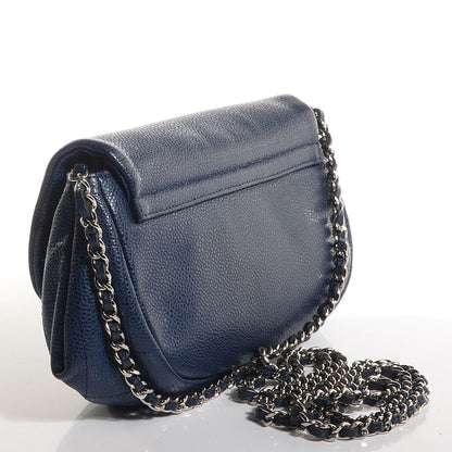 Chanel Caviar Half Moon Wallet On Chain WOC Navy Blue 3 of 9