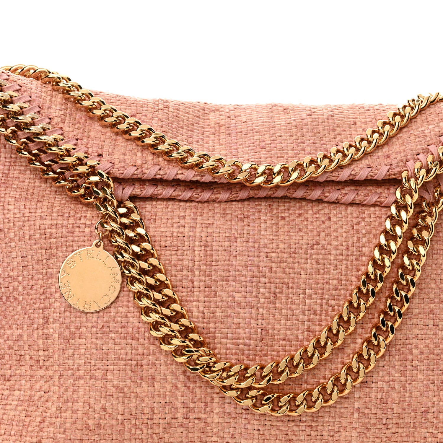 Stella McCartney Woven Raffia Falabella Fold Over Tote Pink Gold 7 of 9