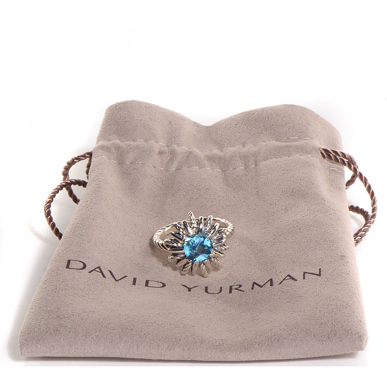 David Yurman Sterling Silver Blue Topaz Starburst Ring 7 5 of 5
