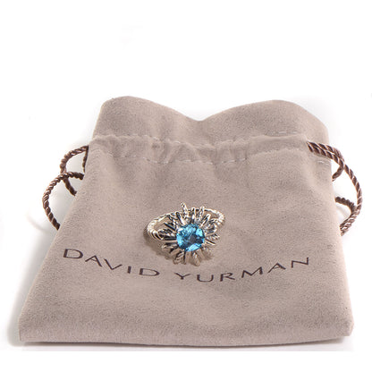 David Yurman Sterling Silver Blue Topaz Starburst Ring 7 5 of 5