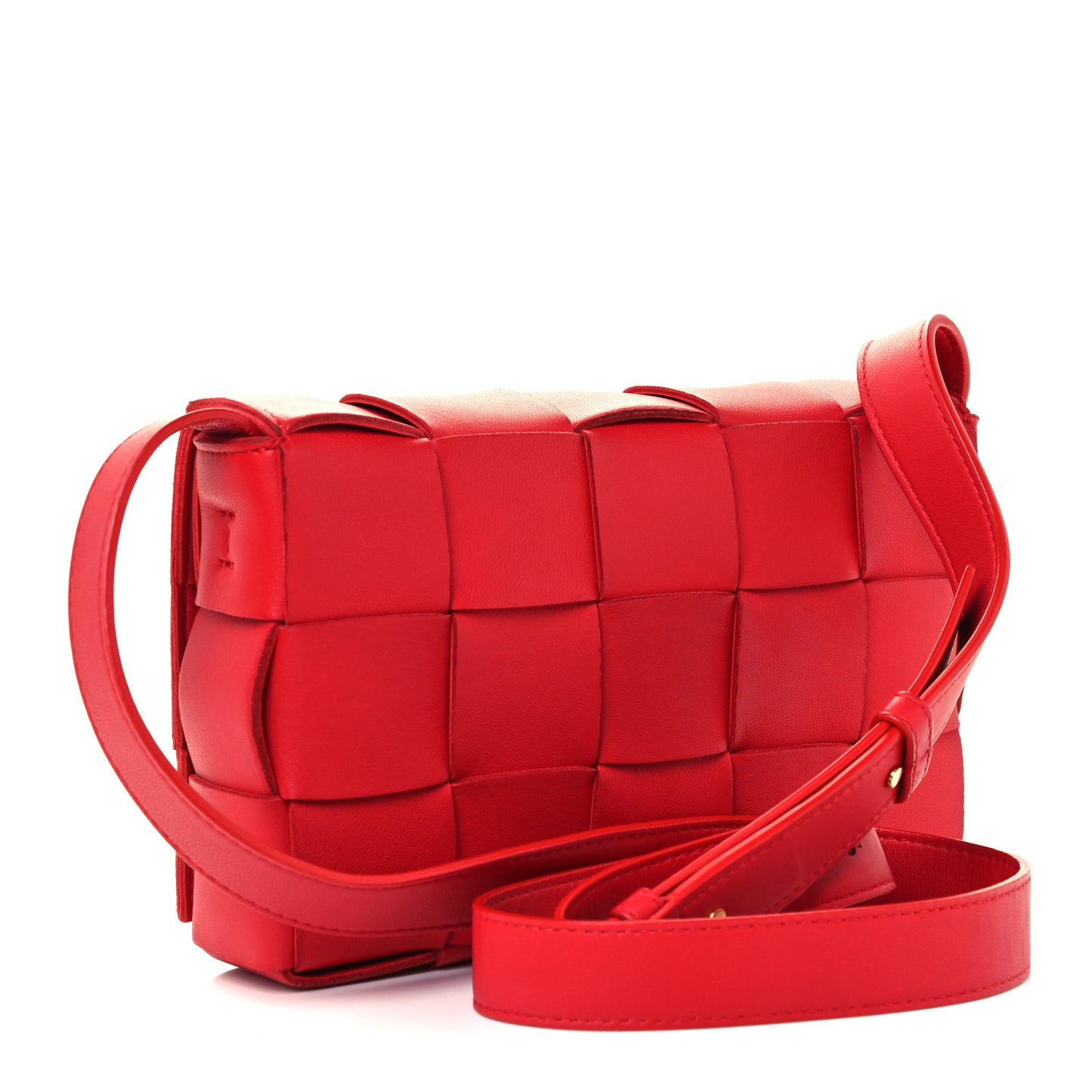 Lambskin Maxi Intrecciato Cassette Crossbody Bag Bright Red