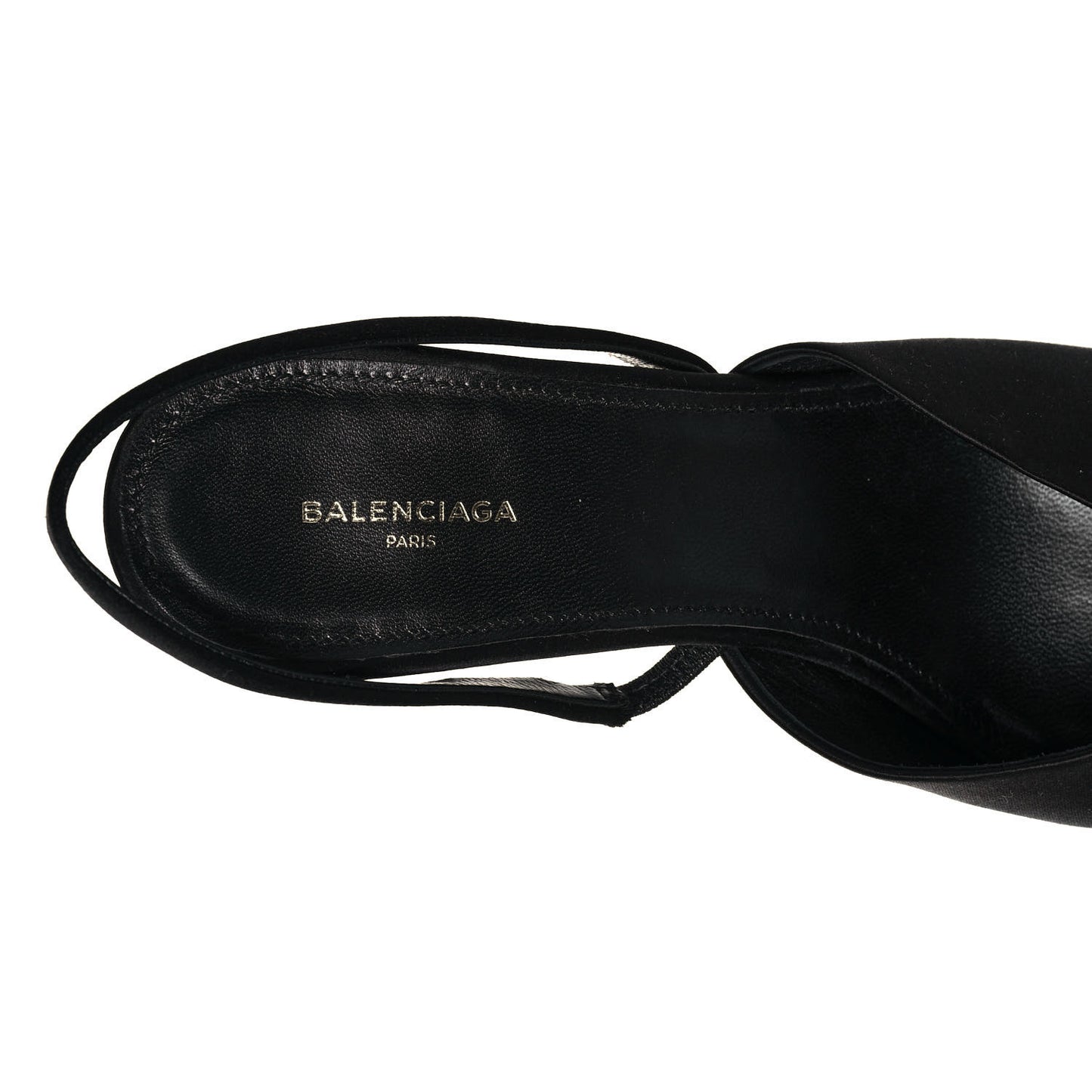 Satin Pointed Toe Knife Slingback Mules 38 Black