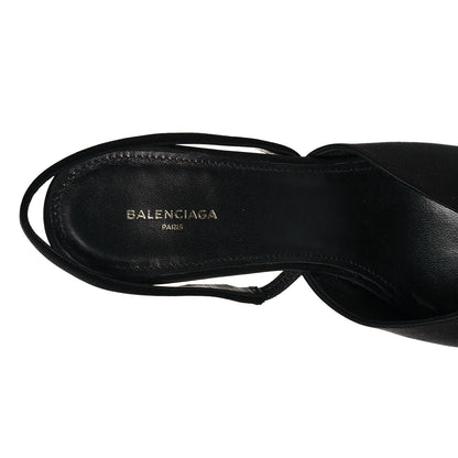 Balenciaga Satin Pointed Toe Knife Slingback Mules 38 Black 7 of 7