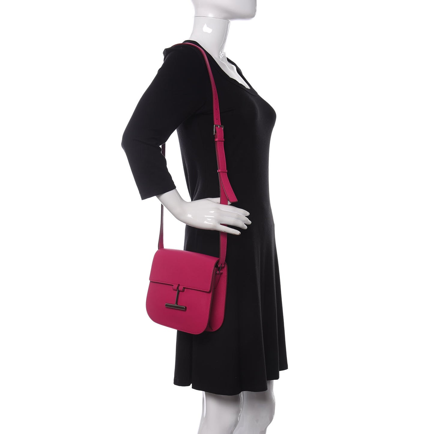 Calfskin Mini T Clasp Tara Crossbody Bag Pink