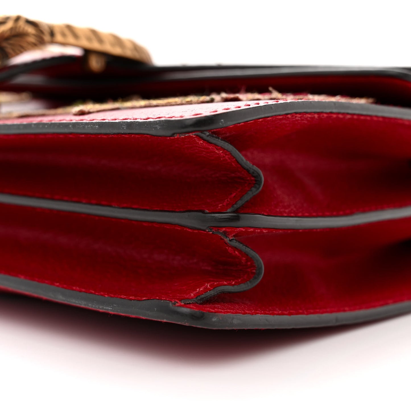 Calfskin Web Floral Embroidered Small Dionysus Shoulder Bag Hibiscus Red