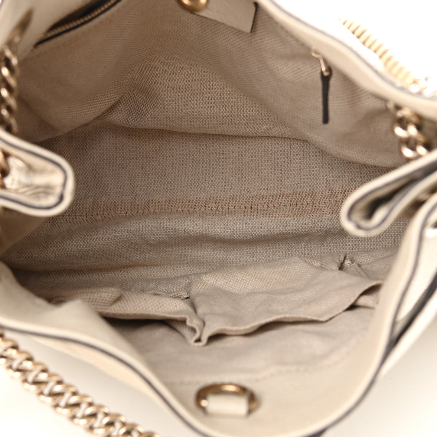 Pebbled Calfskin Medium Soho Chain Shoulder Bag Off White