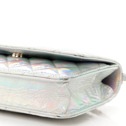 Chanel Iridescent Goatskin Quilted Wallet On Chain WOC Silver 11 of 12