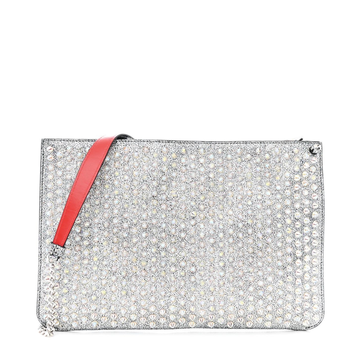 Nappa Mica Studded Loubiclutch Silver