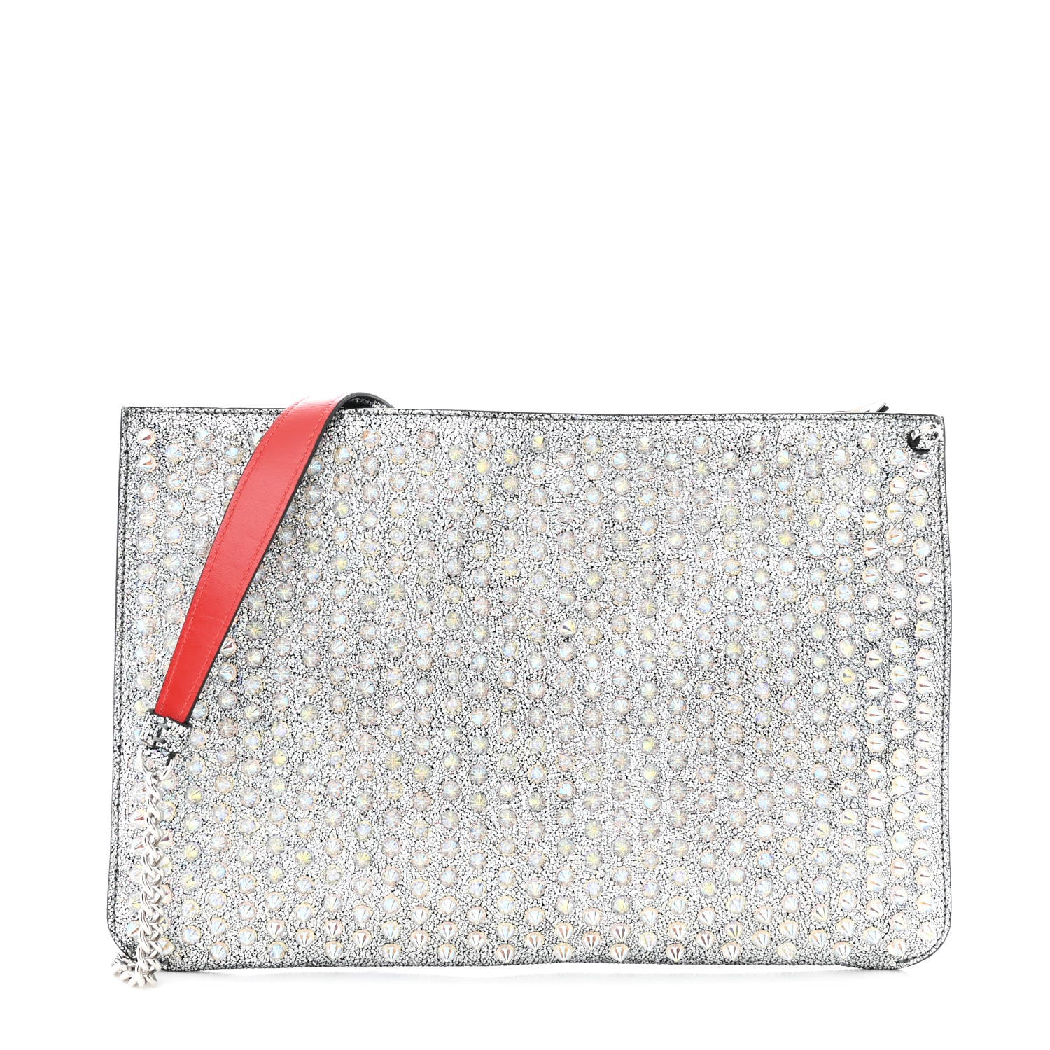 Christian Louboutin Nappa Mica Studded Loubiclutch Silver 1 of 10
