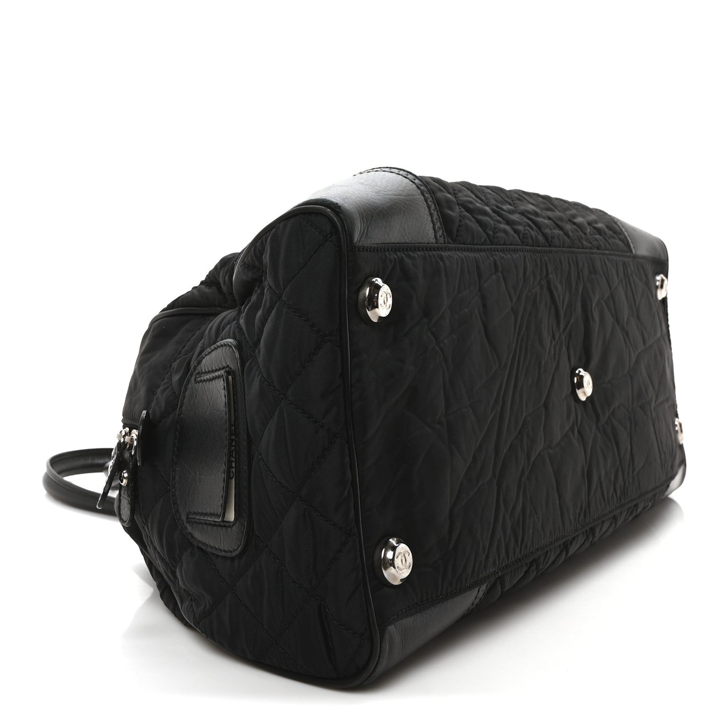 Calfskin Nylon Paris New York Duffel Bag Black