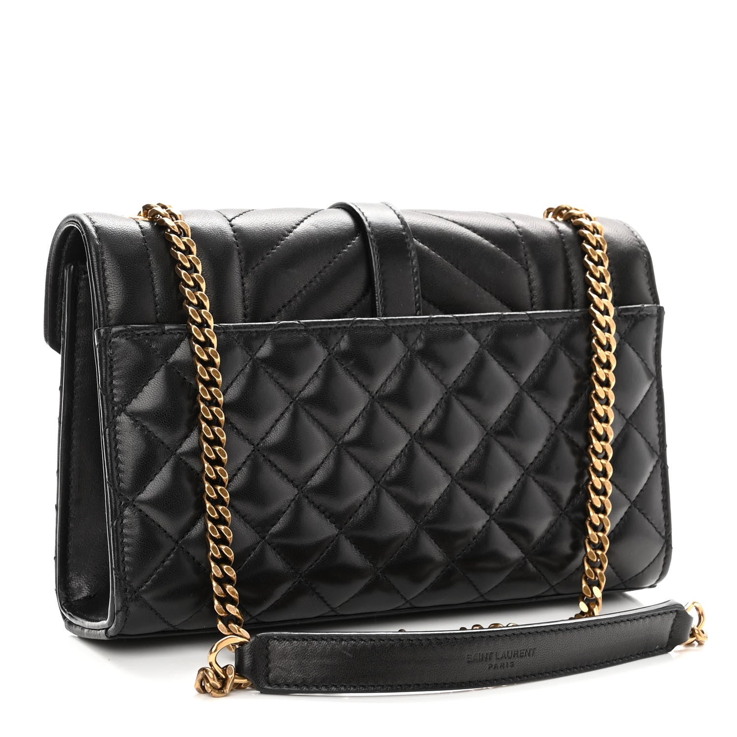Saint Laurent Lambskin Mixed Matelasse Triquilt Small Monogram Satchel Black 3 of 9