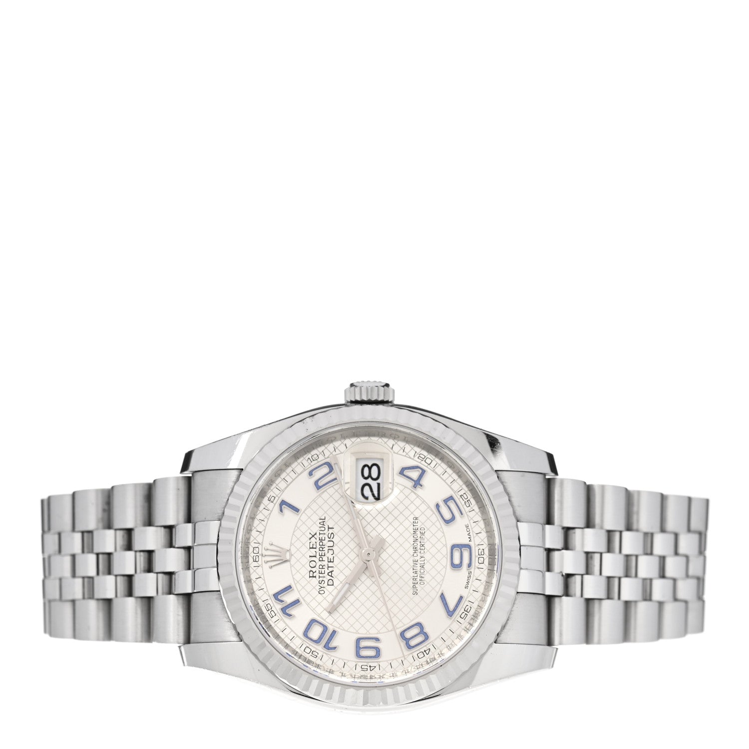 Rolex Stainless Steel 18K White Gold 36mm Oyster Perpetual Datejust Watch Roulette Silver Motif 116234 2 of 5