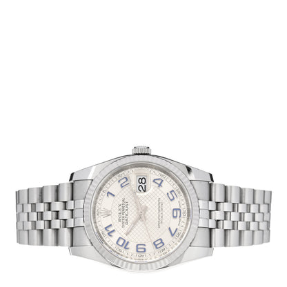 Rolex Stainless Steel 18K White Gold 36mm Oyster Perpetual Datejust Watch Roulette Silver Motif 116234 2 of 5