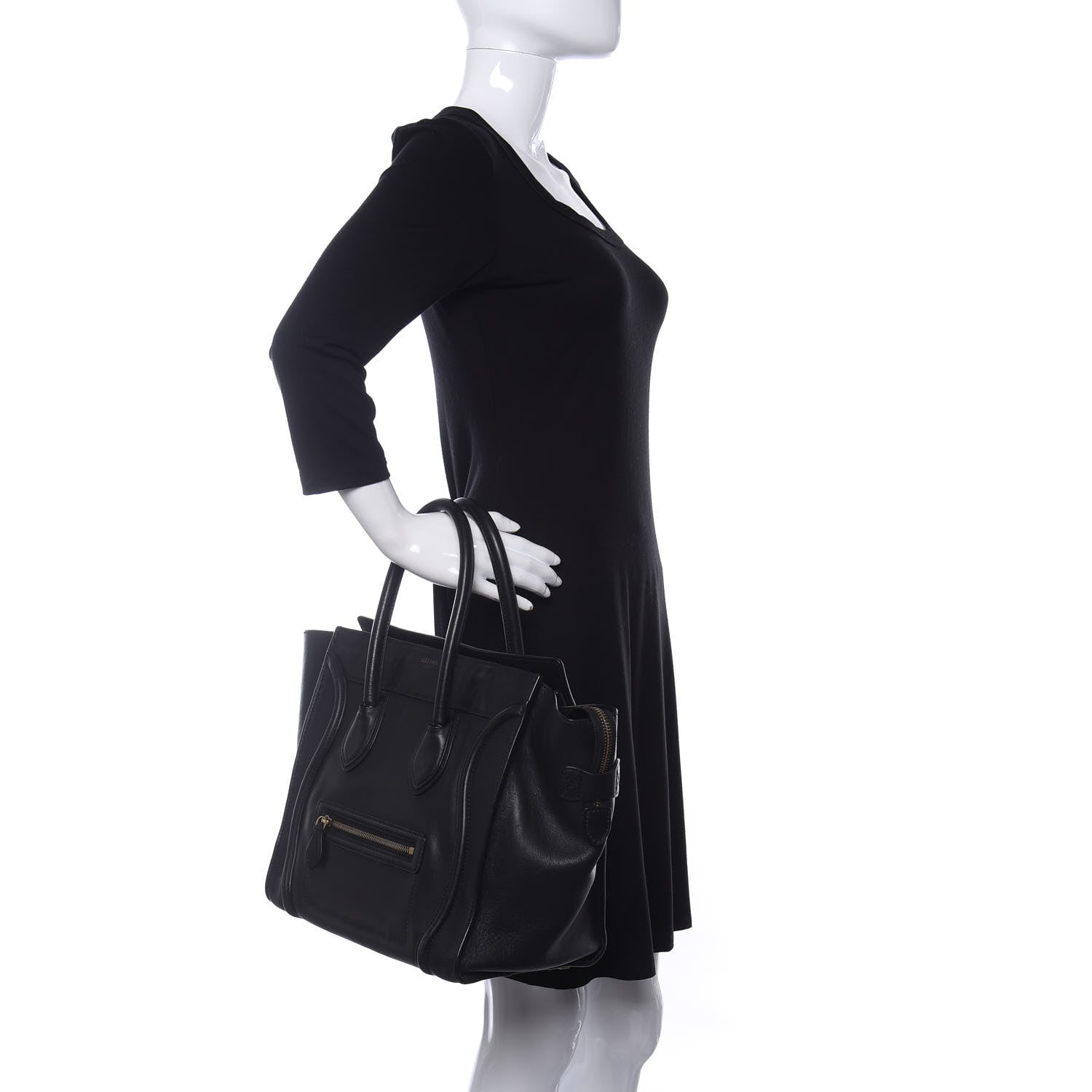 Celine Smooth Calfskin Mini Luggage Black 2 of 9