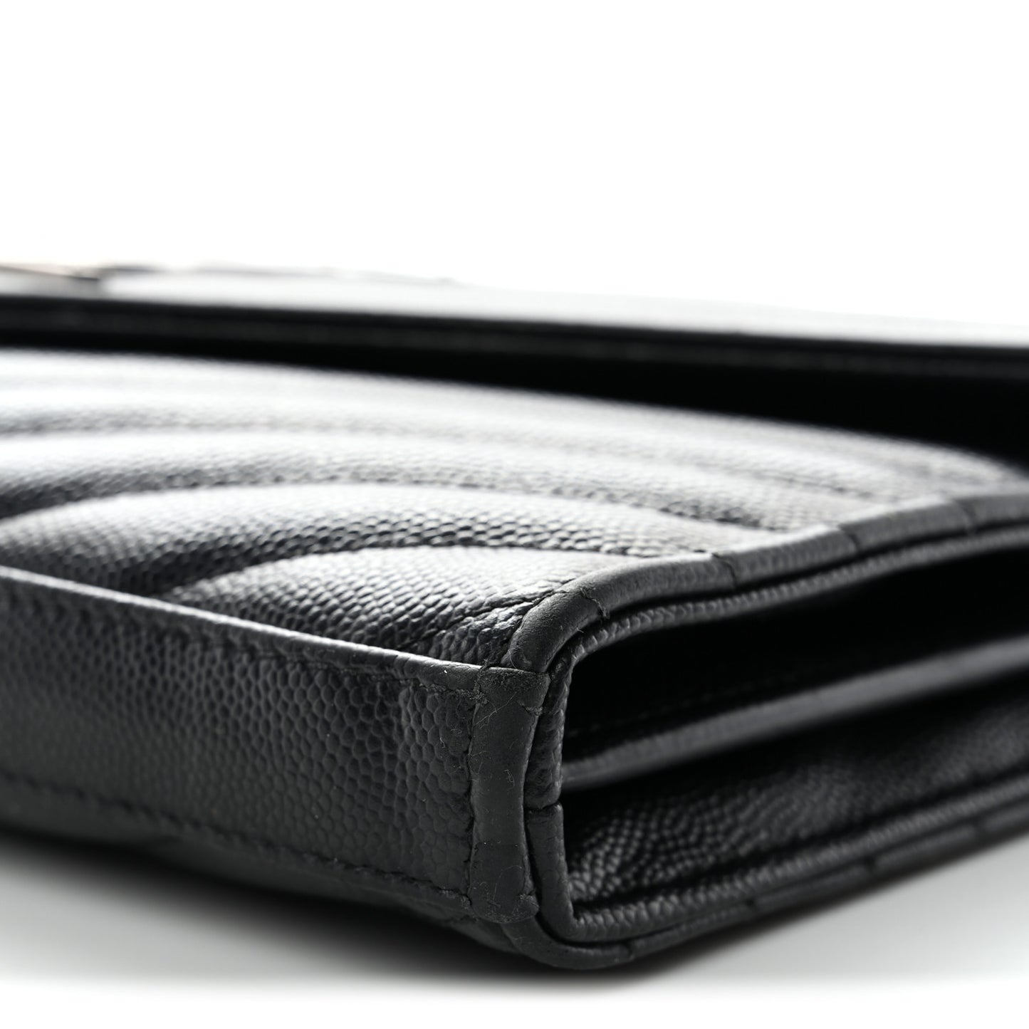 Grain De Poudre Matelasse Chevron Monogram Chain Wallet Black