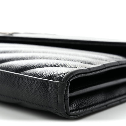 Saint Laurent Grain De Poudre Matelasse Chevron Monogram Chain Wallet Black 11 of 16