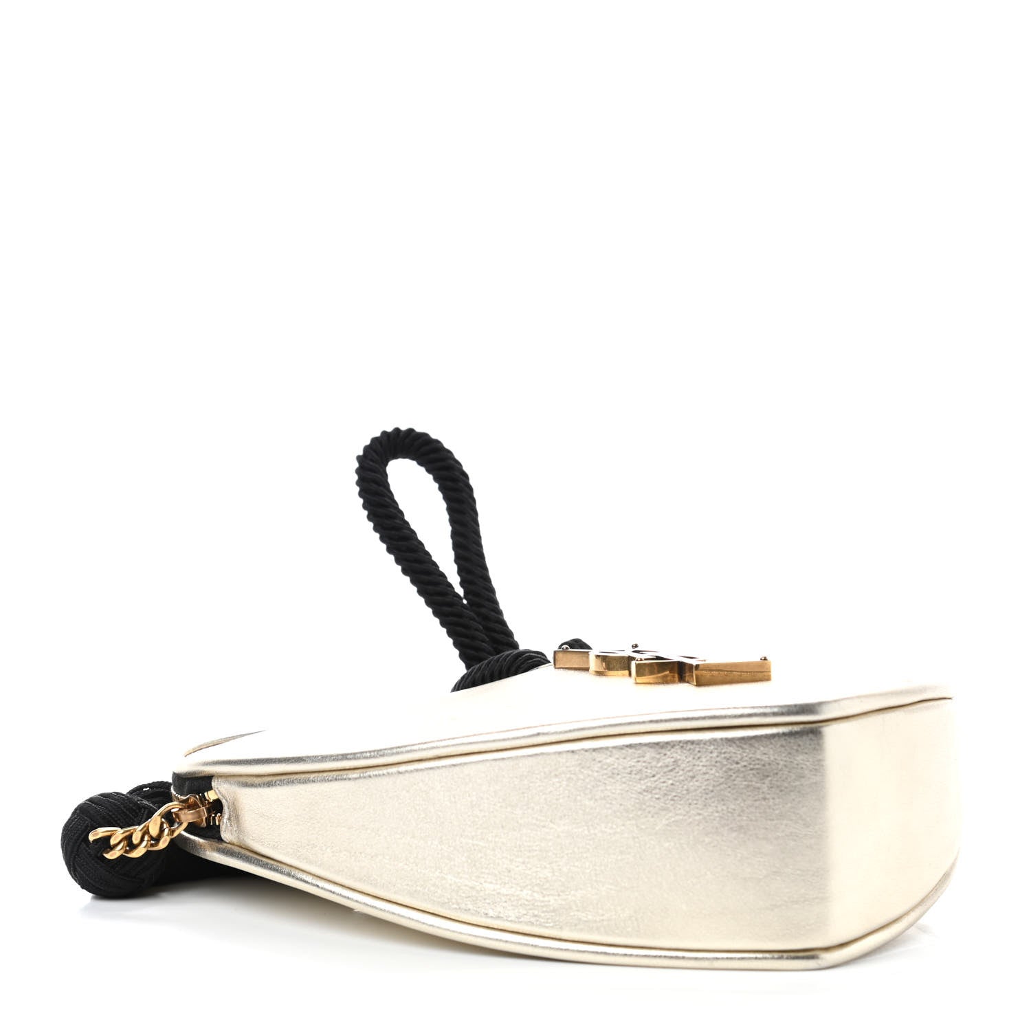 Saint Laurent Metallic Calfskin Heart Clutch Gold 3 of 4