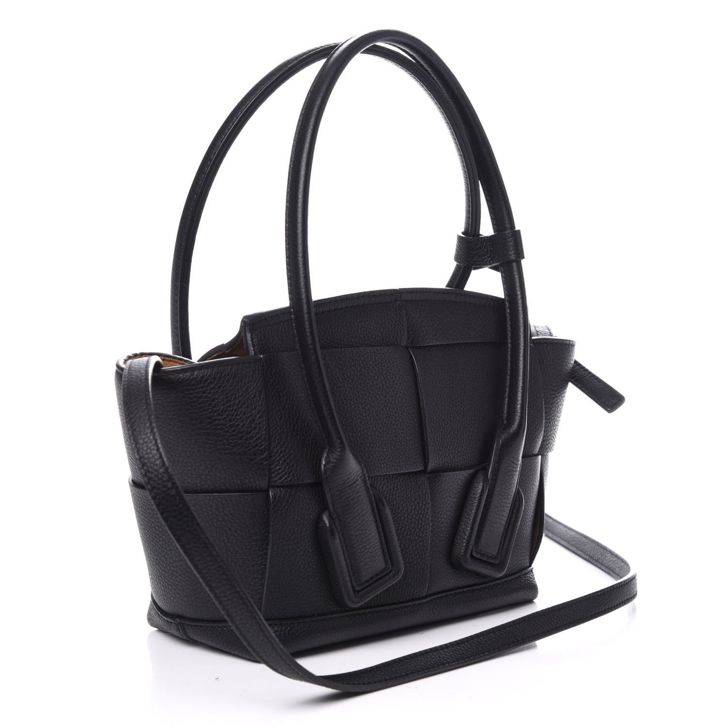 Grained Calfskin Mini Maxi Intrecciato Arco 33 Black
