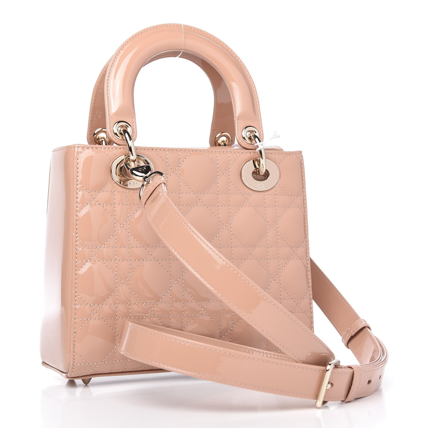 Christian Dior Patent Cannage Small Lady Dior Rose De Vents 3 of 11