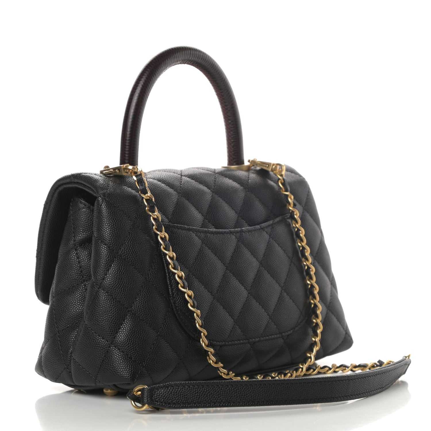 Chanel Caviar Lizard Quilted Mini Coco Handle Flap Black 3 of 11