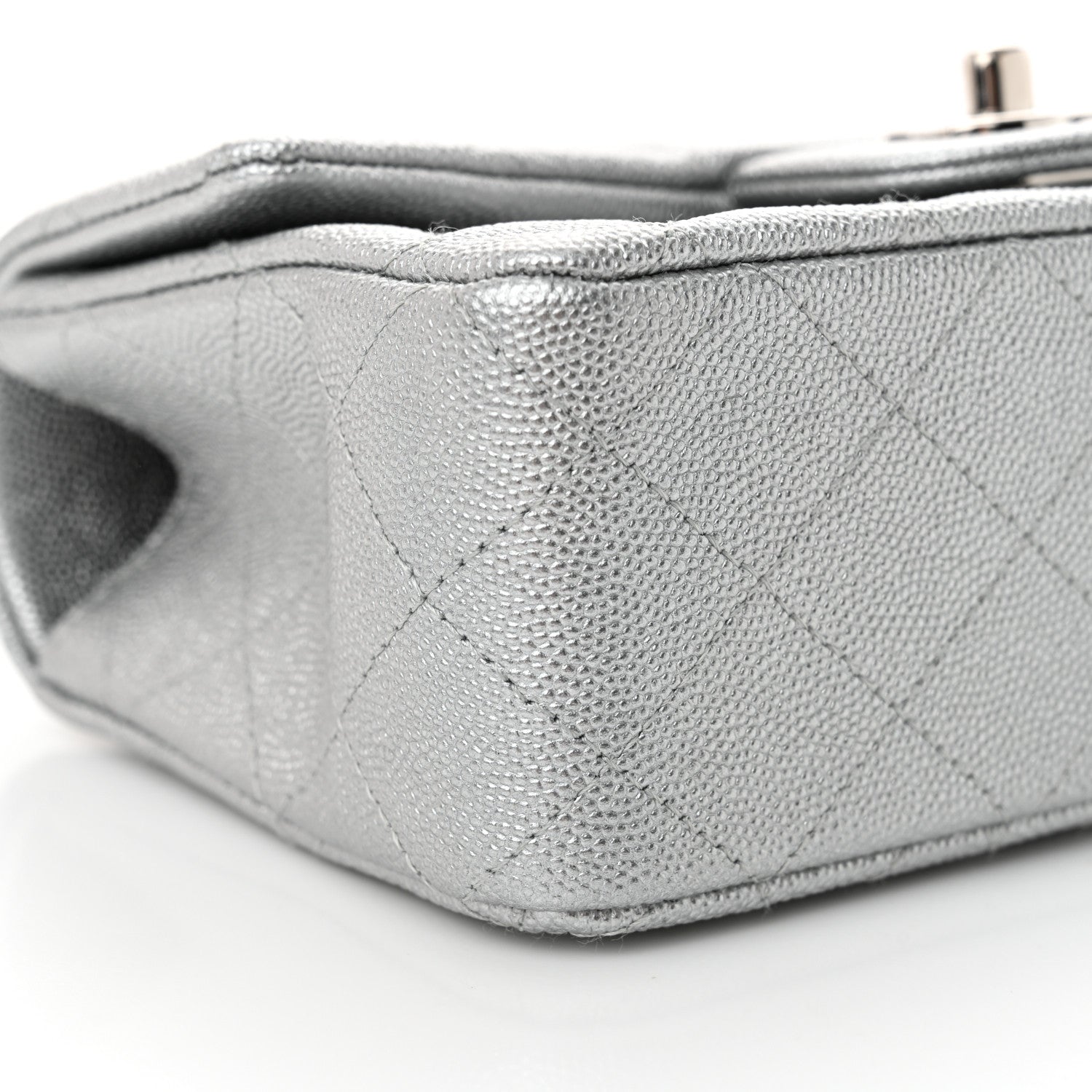 Chanel Metallic Caviar Quilted Mini Top Handle Rectangular Flap Silver 9 of 10