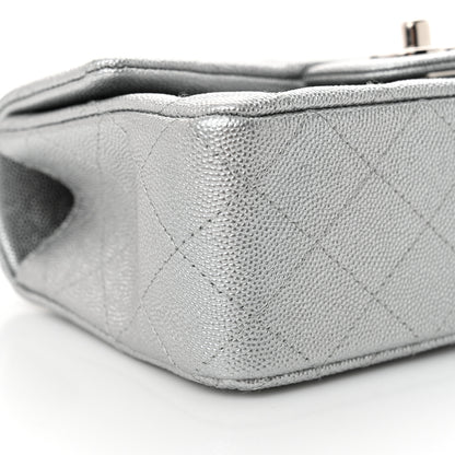 Chanel Metallic Caviar Quilted Mini Top Handle Rectangular Flap Silver 9 of 10
