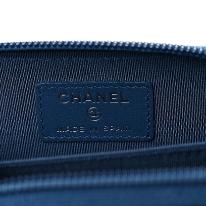 Chanel Caviar Quilted Boy Zip Around Coin Purse Wallet Dark Blue 6 of 8