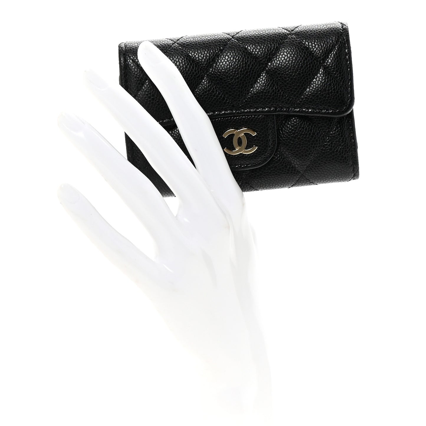 Caviar Quilted Classic 4 Key Holder Wallet Black