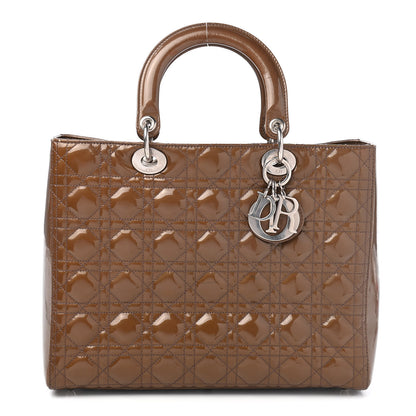 Christian Dior Patent Cannage Large Lady Dior Brown 1 of 9