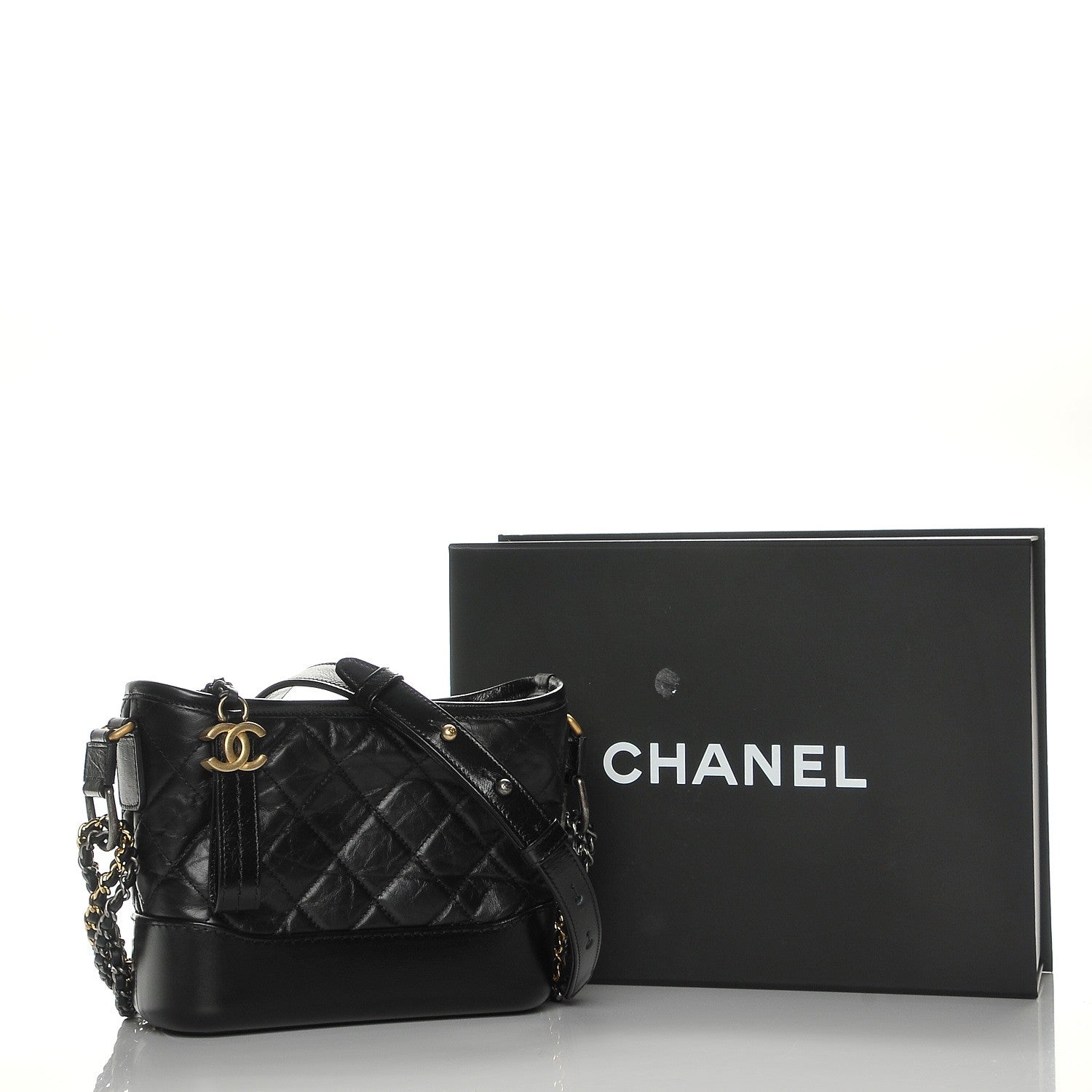 Chanel Aged Calfskin Quilted Small Gabrielle Hobo Black 8 of 14