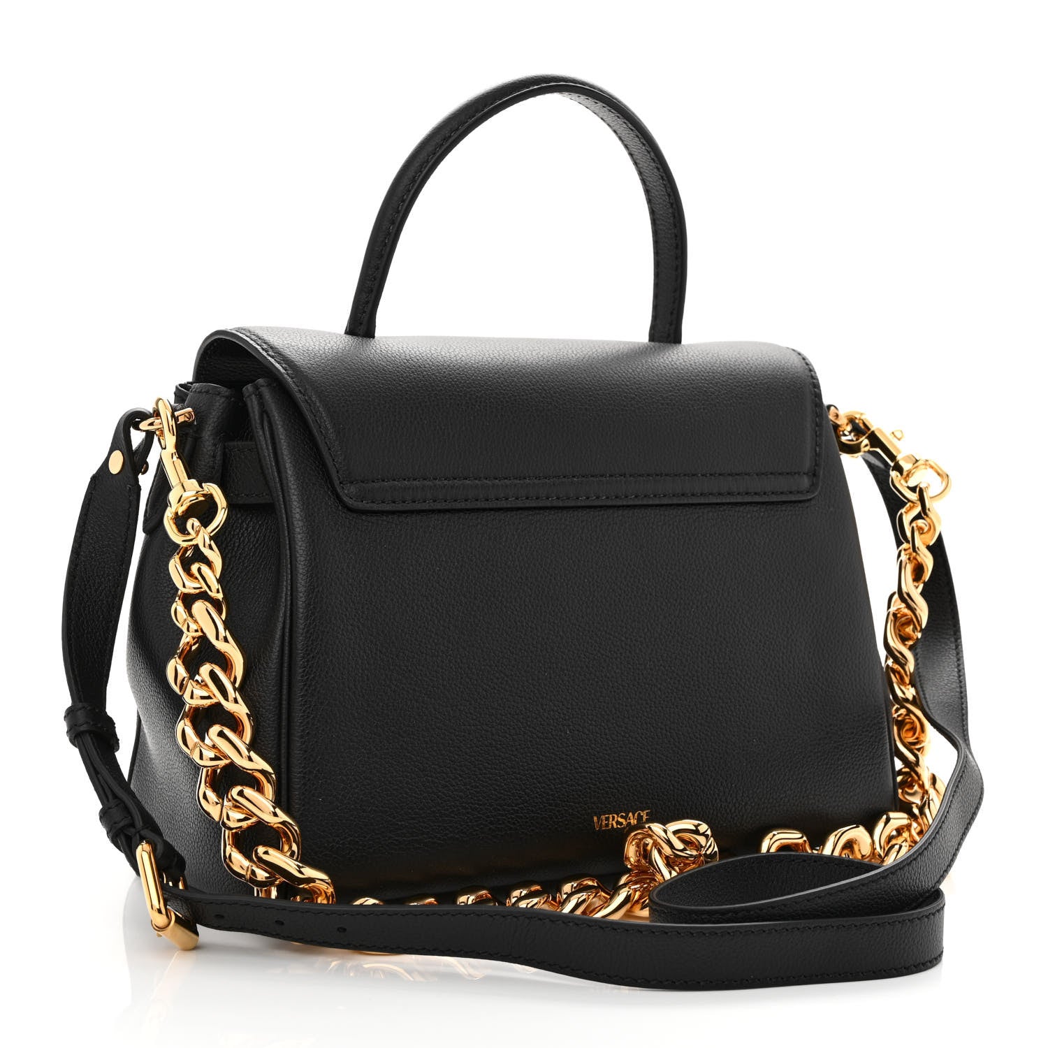 Versace Grained Calfskin La Medusa Top Handle Bag Black 3 of 10