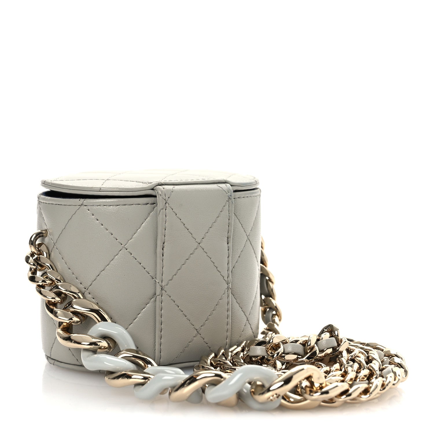 Chanel Lambskin Quilted Mini Vanity Case With Chain Grey 3 of 10