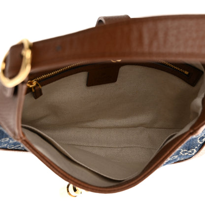 Gucci New Denim GG Monogram Calfskin Small Jackie 1961 Hobo Blue Tea Cuir 5 of 11