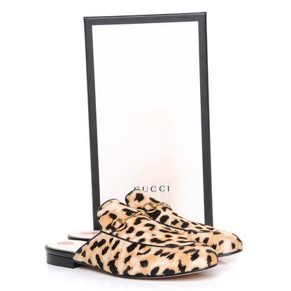 Gucci Calf Hair Leopard Print Womens Princetown Slippers 38.5 Naturale Black 9 of 9