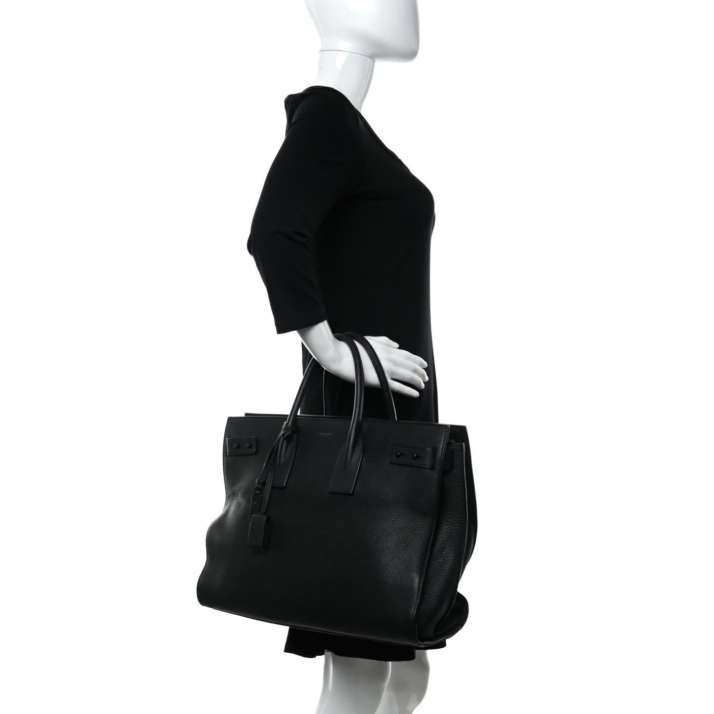 Grained Calfskin Medium Souple Sac De Jour Duffle Black