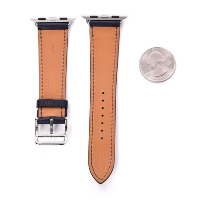Hermes Barenia Eperon D'Or 38mm Apple Watch Single Tour Band Marine 2 of 5