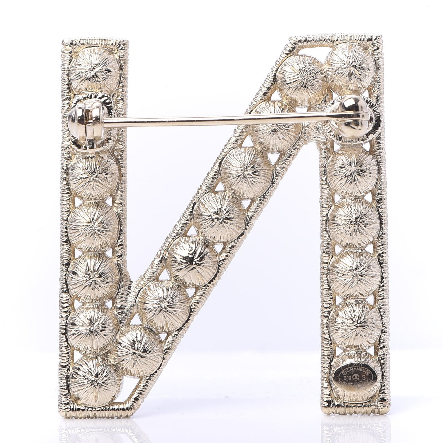 Crystal Cha-Nel Logo Brooch Set Gold