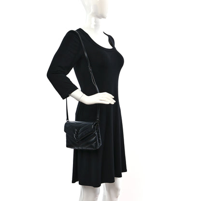 Saint Laurent Calfskin Y Quilted Monogram Monochrome Toy Loulou Crossbody Bag Black 3 of 9