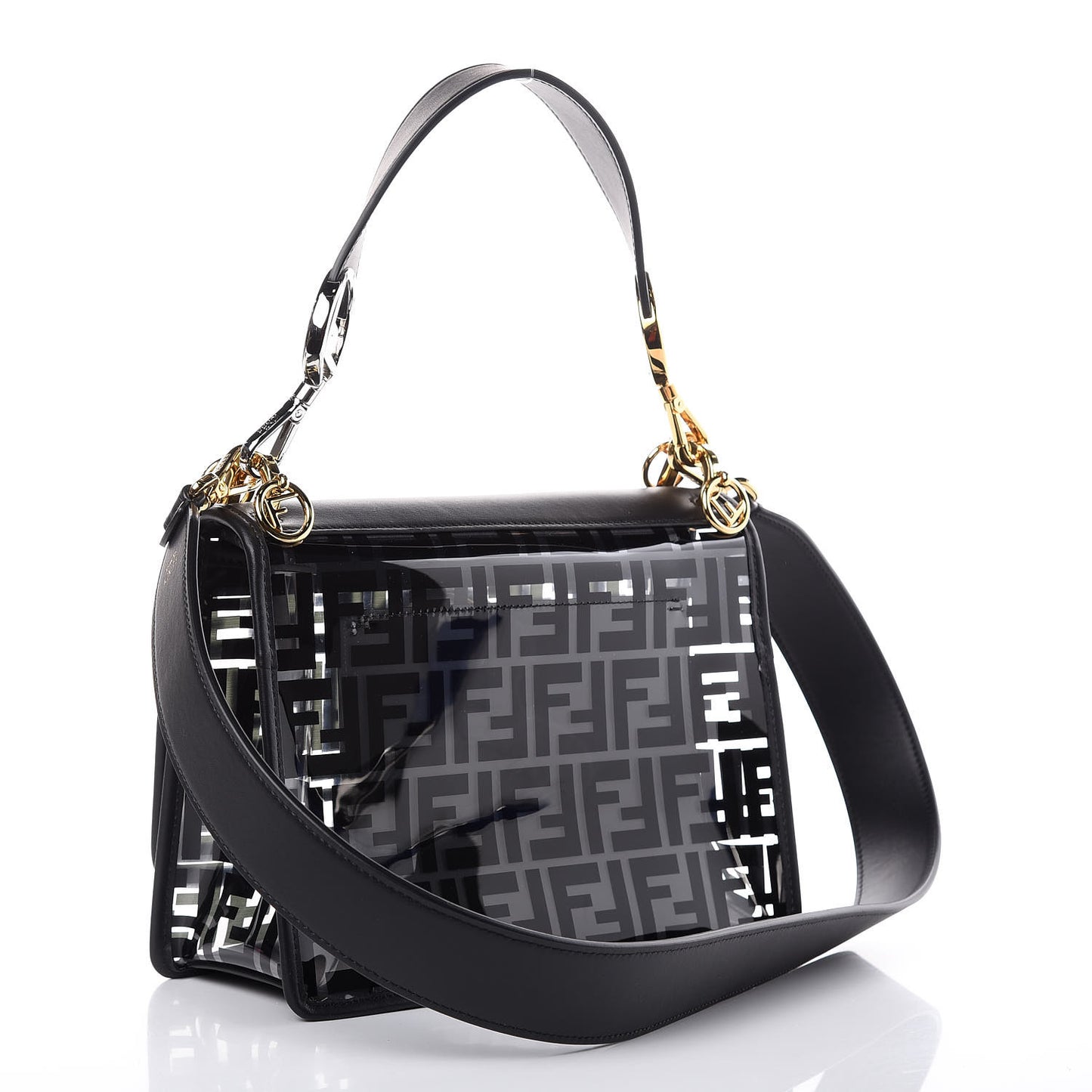 TPU FF Vitello Century F is Fendi Kan I Shoulder Bag Black