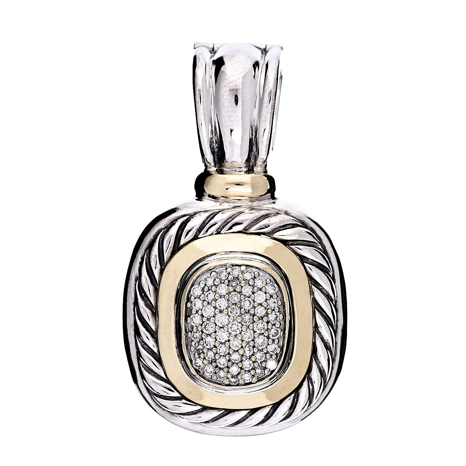 David Yurman Sterling Silver 18K Yellow Gold Diamond Albion Enhancer Pendant 1 of 3