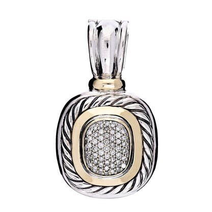 David Yurman Sterling Silver 18K Yellow Gold Diamond Albion Enhancer Pendant 1 of 3