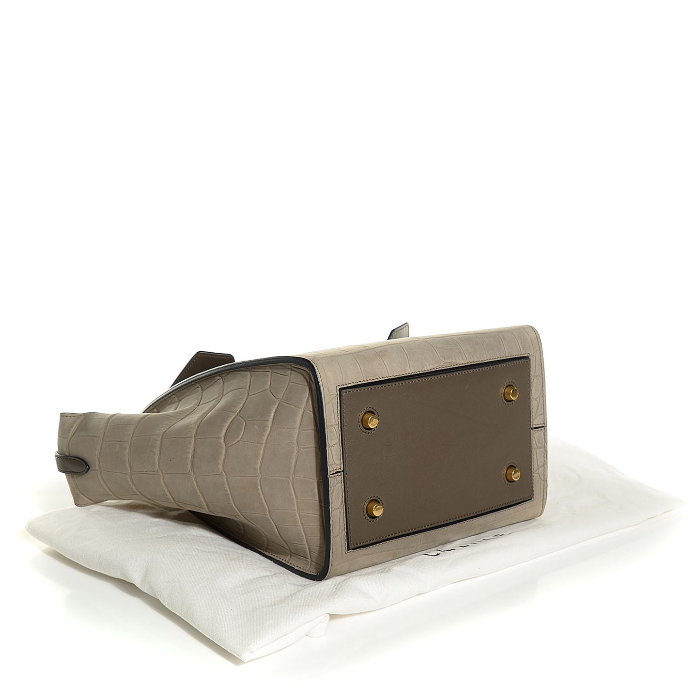 Crocodile Embossed Nubuck Small Tie Knot Tote Dark Grey