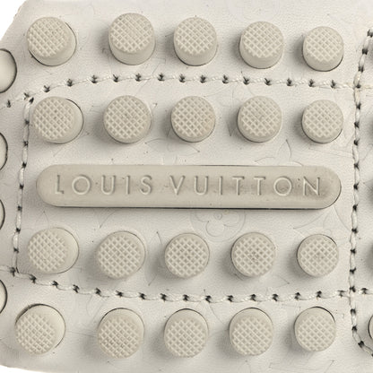 Louis Vuitton Soft Calfskin Mini Monogram Embossed Mens Hockenheim Moccasin Loafers 10 White 8 of 9
