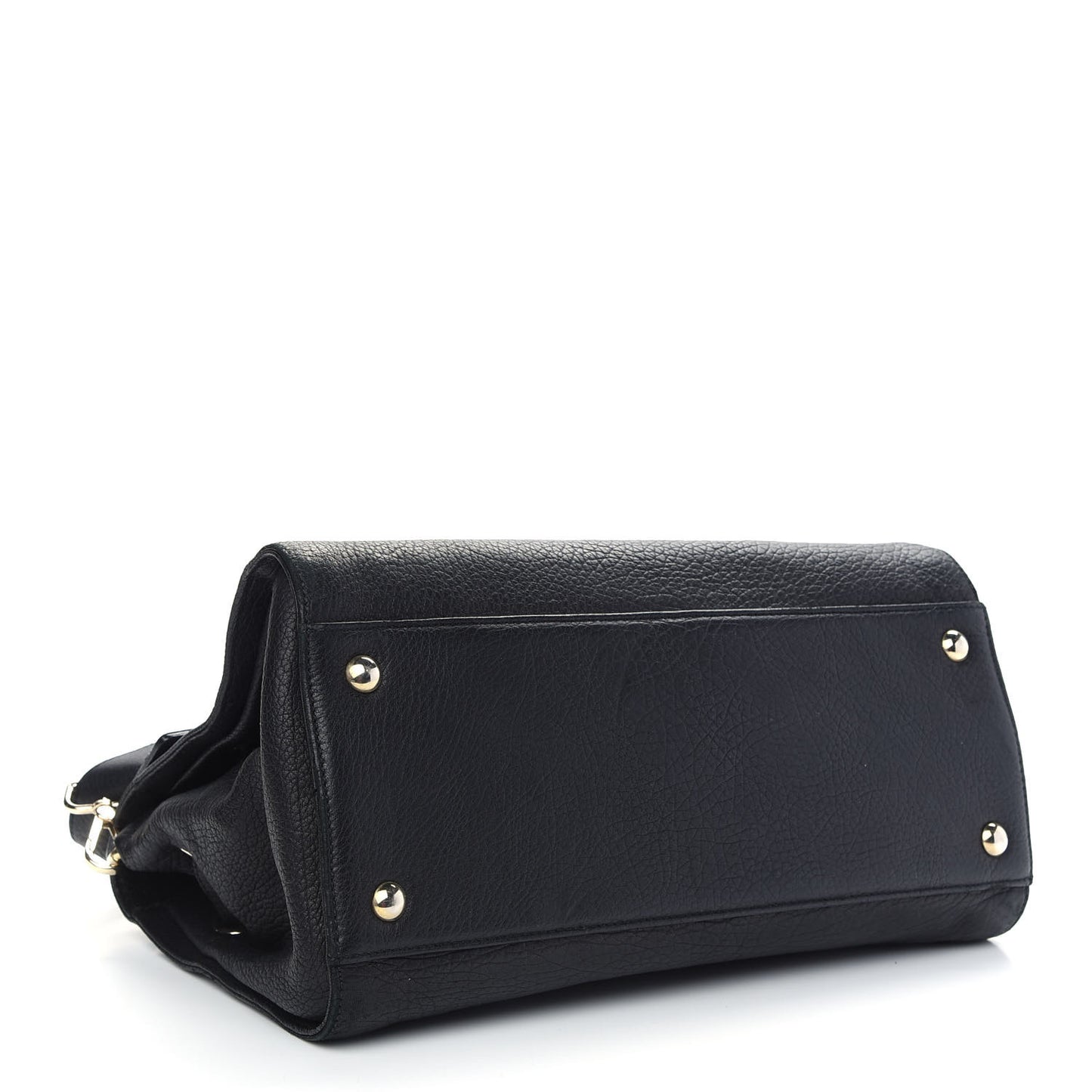 Grainy Calfskin Large Rosalie Satchel Black