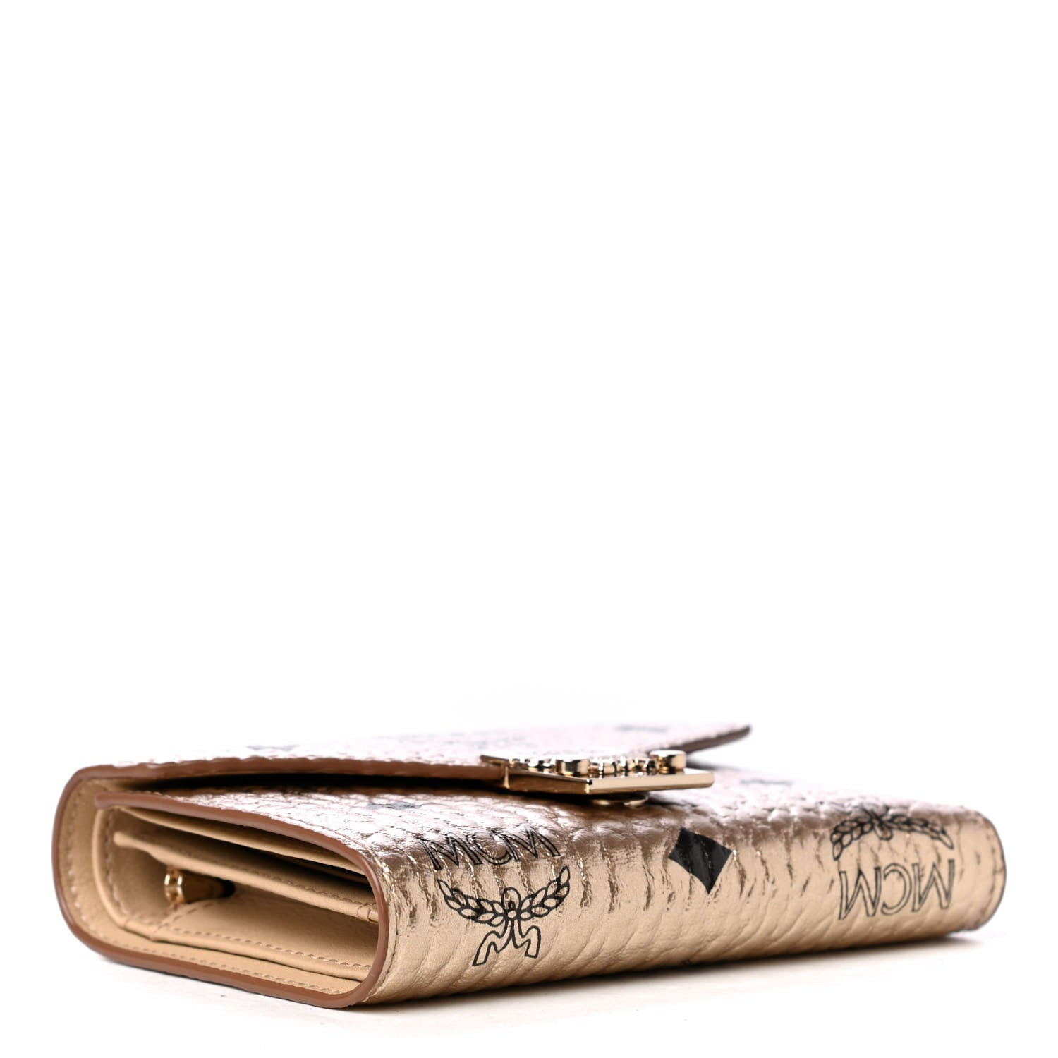 MCM Metallic Visetos Compact Wallet Champagne 3 of 4