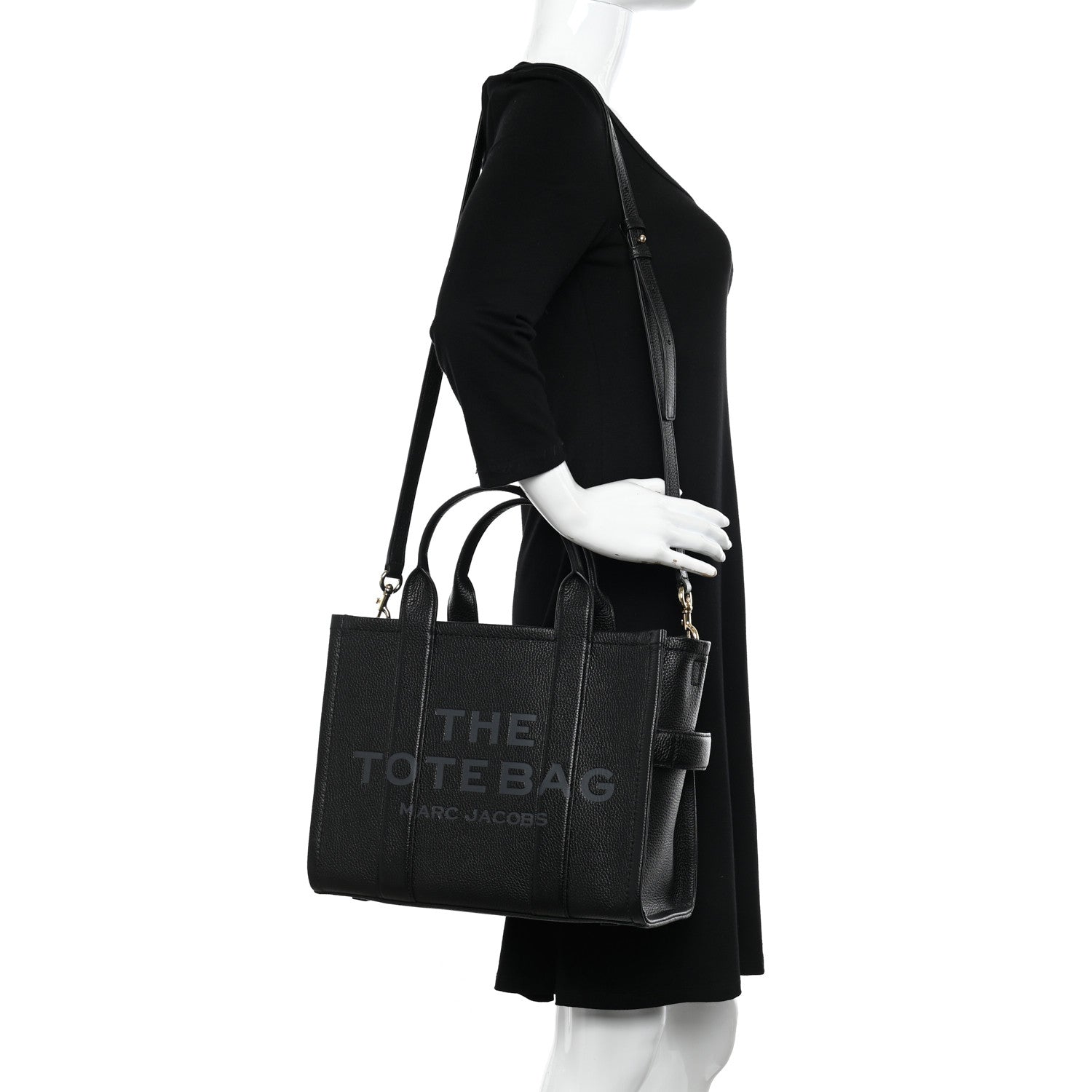 Marc Jacobs Grained Calfskin Medium The Tote Bag Black 2 of 9