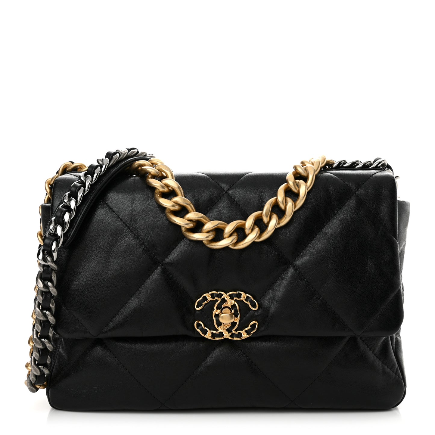 Goatskin Quilted Large Chanel 19 Flap Black